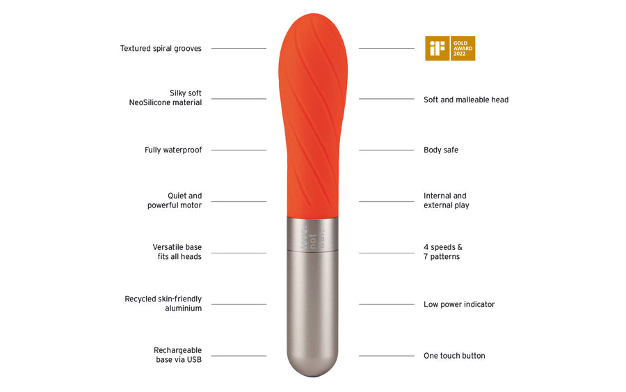 Gra vibrator in orange with key features