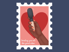 Sending you all the good vibes. cartoon drawing of a hand over a red heart showing KOI wand