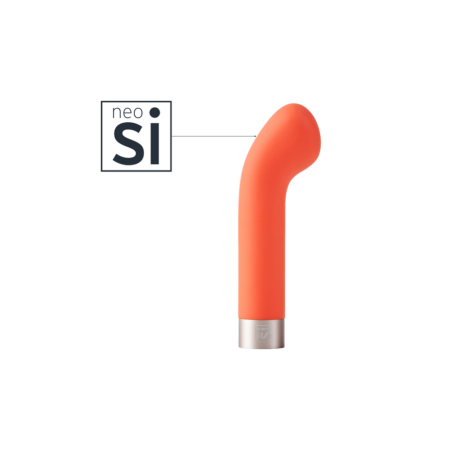 Liebe G spot vibrator in orange with neosilicone logo