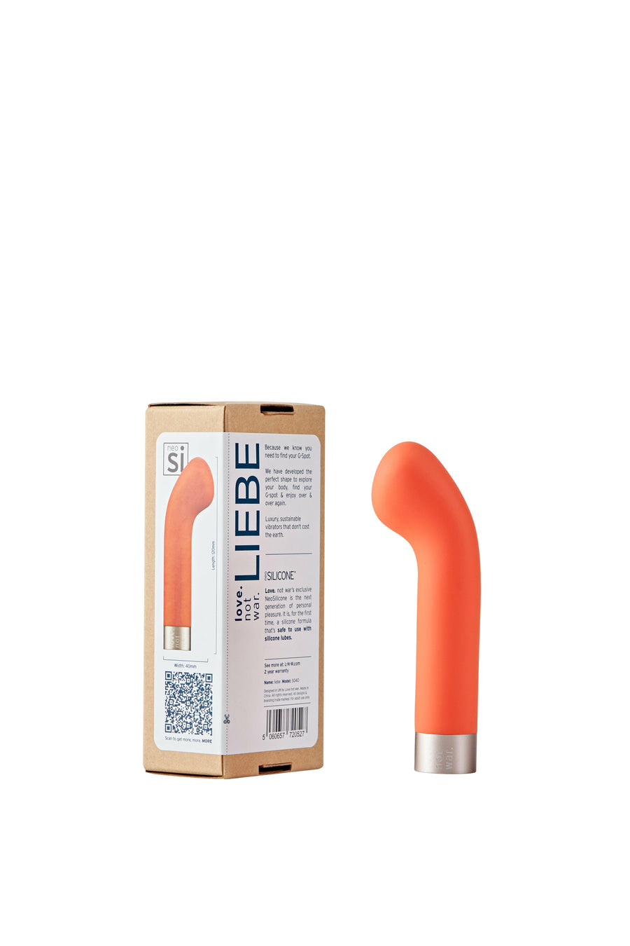 Liebe vibrator head in orange with box